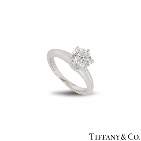 Tiffany & Co. Platinum Round Brilliant Cut Diamond Setting Ring 1.01ct I/VS2 XXX